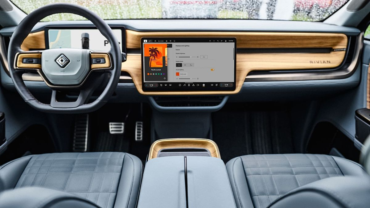 Modern car dashboard showing audio format compatibility display